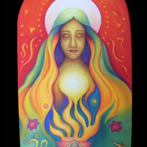 Madonna of the Flames: Oil on wooden panel