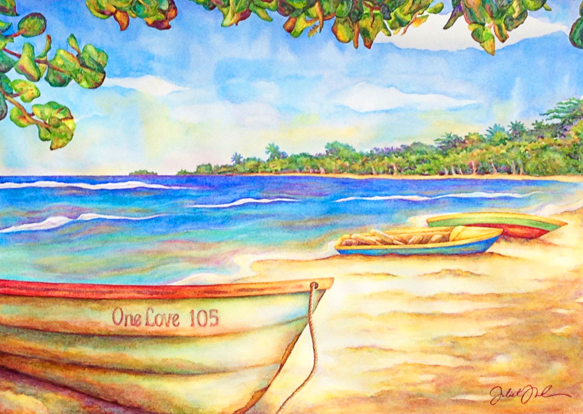 One Love: Watercolor on paper