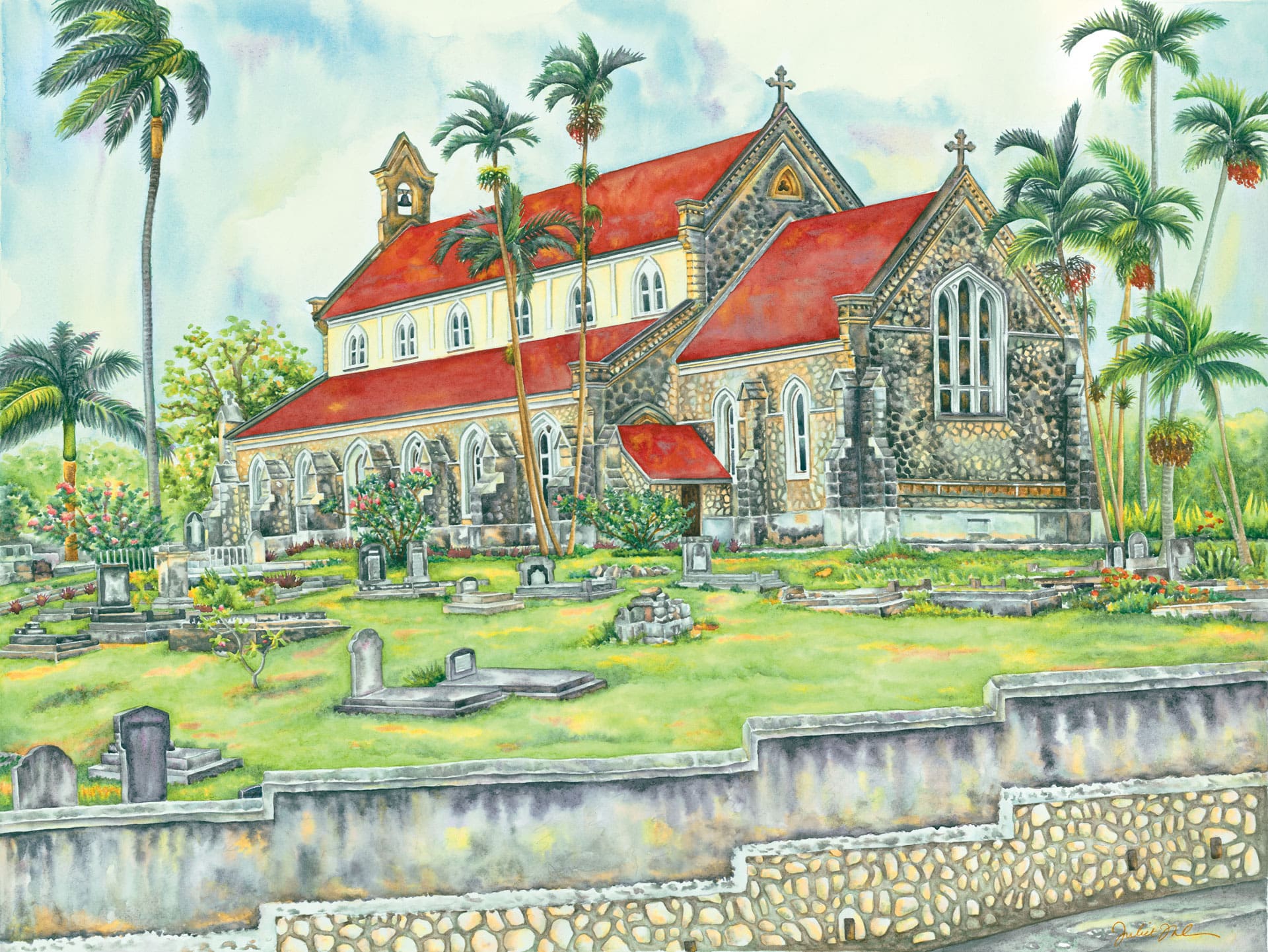 St. Mark's, Brown's Town: Watercolor on paper