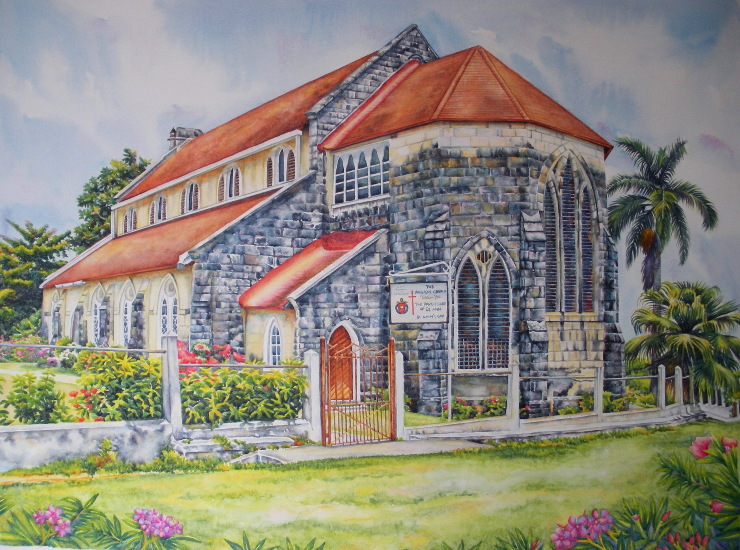 Church, Jamaica, St. Ann, St. Ann’s Bay: Watercolor on paper
