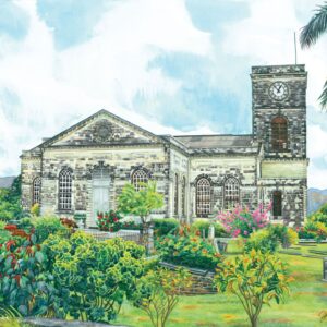 St. James Parish Church, Montego Bay: Watercolor on paper (framed)