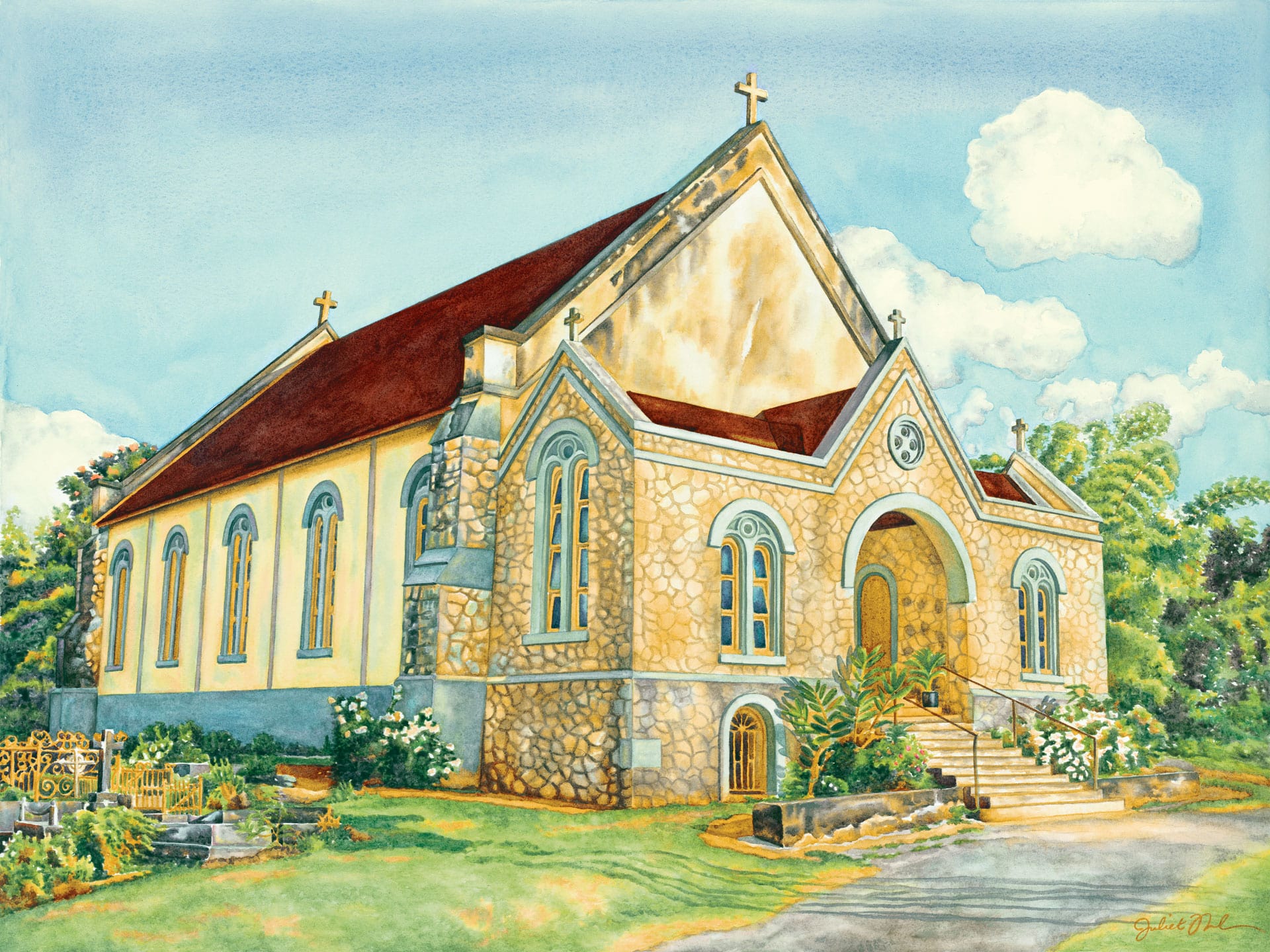 St. Matthew’s Anglican Church, Claremon: Watercolor on paper