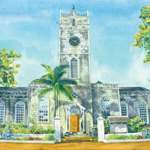 The Trelawny Parish Church: Watercolor on paper (framed)